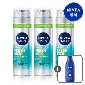 상품 이미지: 맨 프레시 킥 쉐이빙폼 200ml 3개 + 리치 너리싱 바디로션 125ml 1개