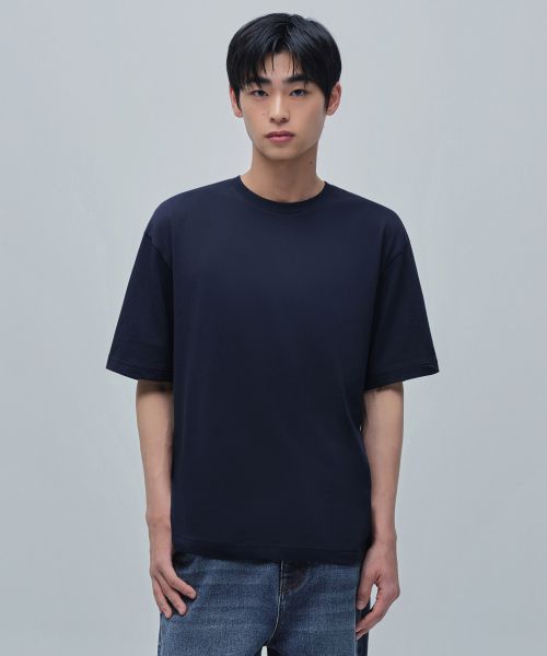 상품 이미지: 쿨탠다드 릴렉스 핏 크루 넥 반팔 티셔츠 [네이비]