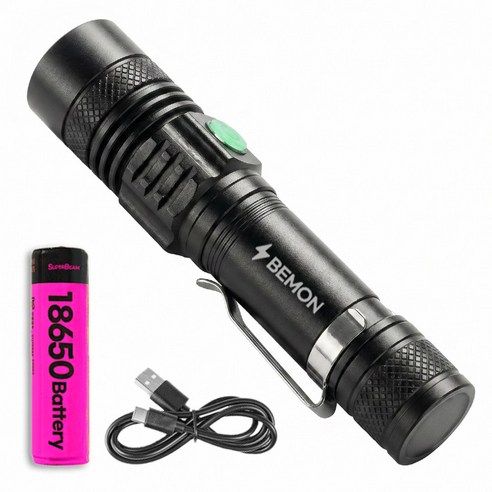 상품 이미지: 82g 가벼운 초강력 LED 손전등 충전식 휴대용 후레쉬 괴물 써치라이트, 1개, 블랙