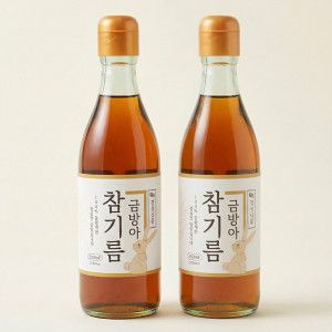 상품 이미지: 순수본가 통참깨 100% 참기름 350ml x 2개/ 한번만 짜낸 깨끗하고 고소한 참기름