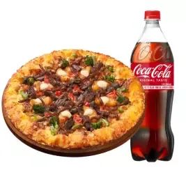 상품 이미지: 피자헛 블랙 BBQ 스테이크 뇨끼 체다골드 엣지 L+콜라 1.25L