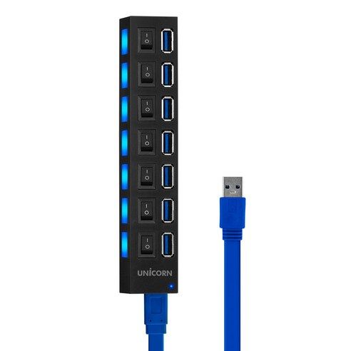 상품 이미지: 유니콘 USB3.0 7포트 허브 각포트 전원버튼 XH-Q5
