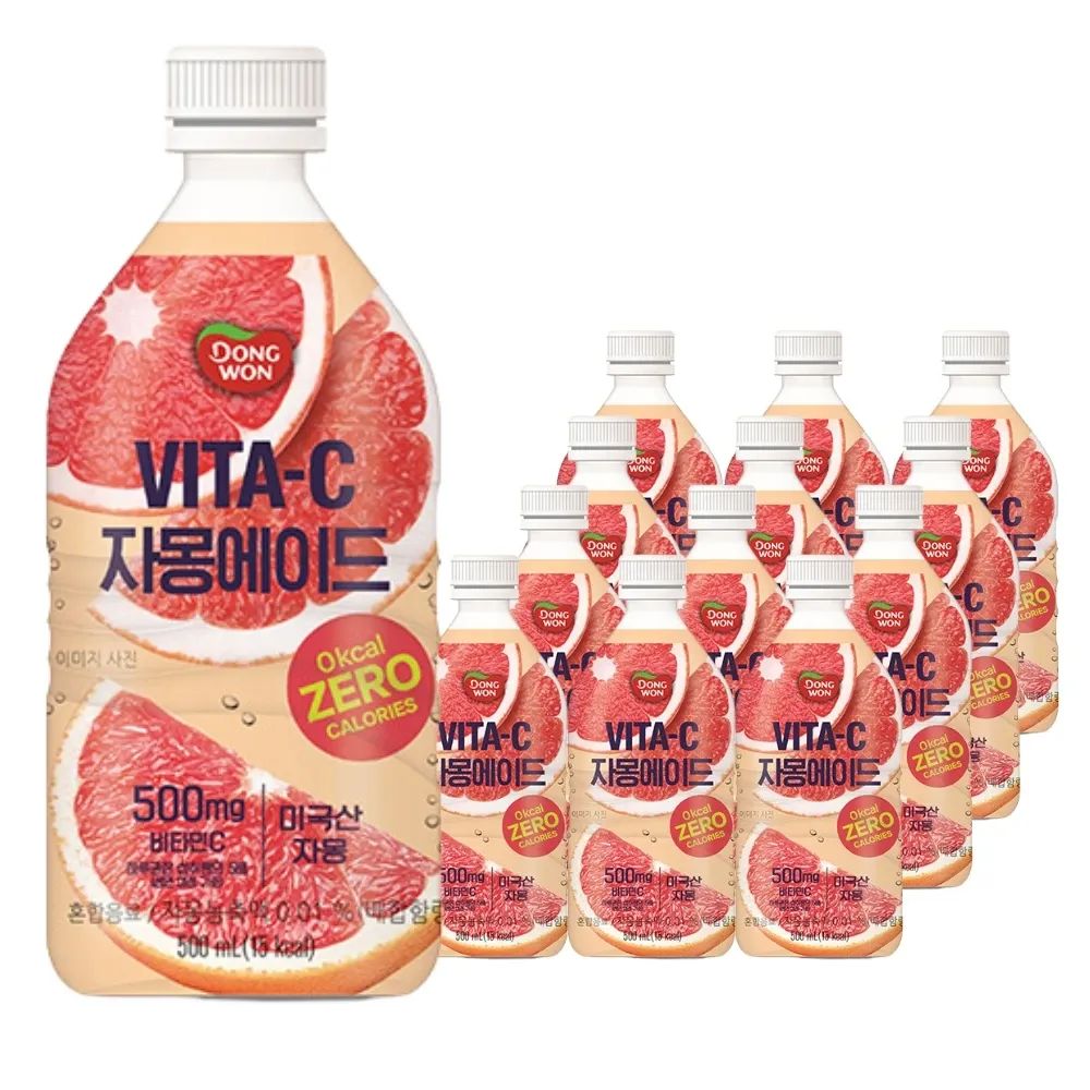상품 이미지: 동원 음료 비타C 500mlx24개입 제로 자몽에이드 비타민음료 무설탕탄산 다이어트탄산