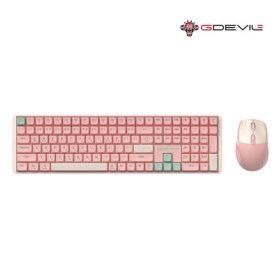 상품 이미지: 지데빌 MK850W 무선 저소음 JERRZI 스위치 적축 111Key 파스텔 기계식 키보드+마우스 세트 핑크