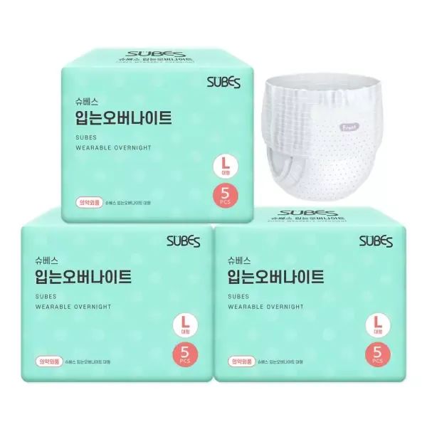 상품 이미지: 슈베스 입는오버나이트 생리대 3팩 / 팬티형 입오버 대형 L 특대형 XL