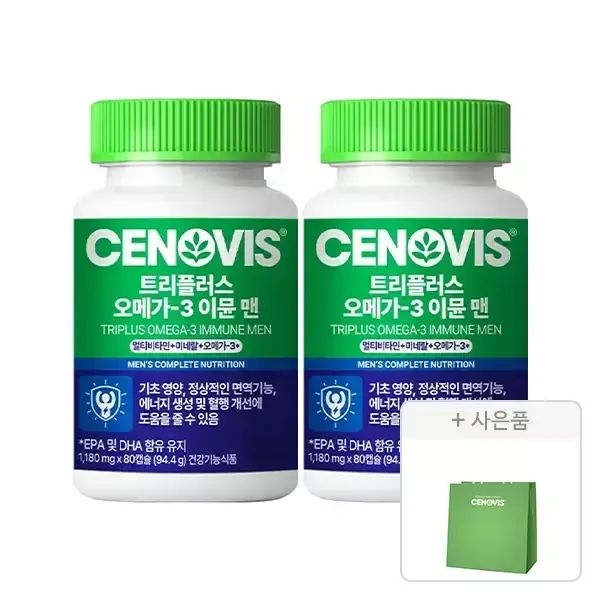 상품 이미지: 세노비스 트리플러스 멀티비타민 오메가3 이뮨 남성 80캡슐, 2개 + 쇼핑백