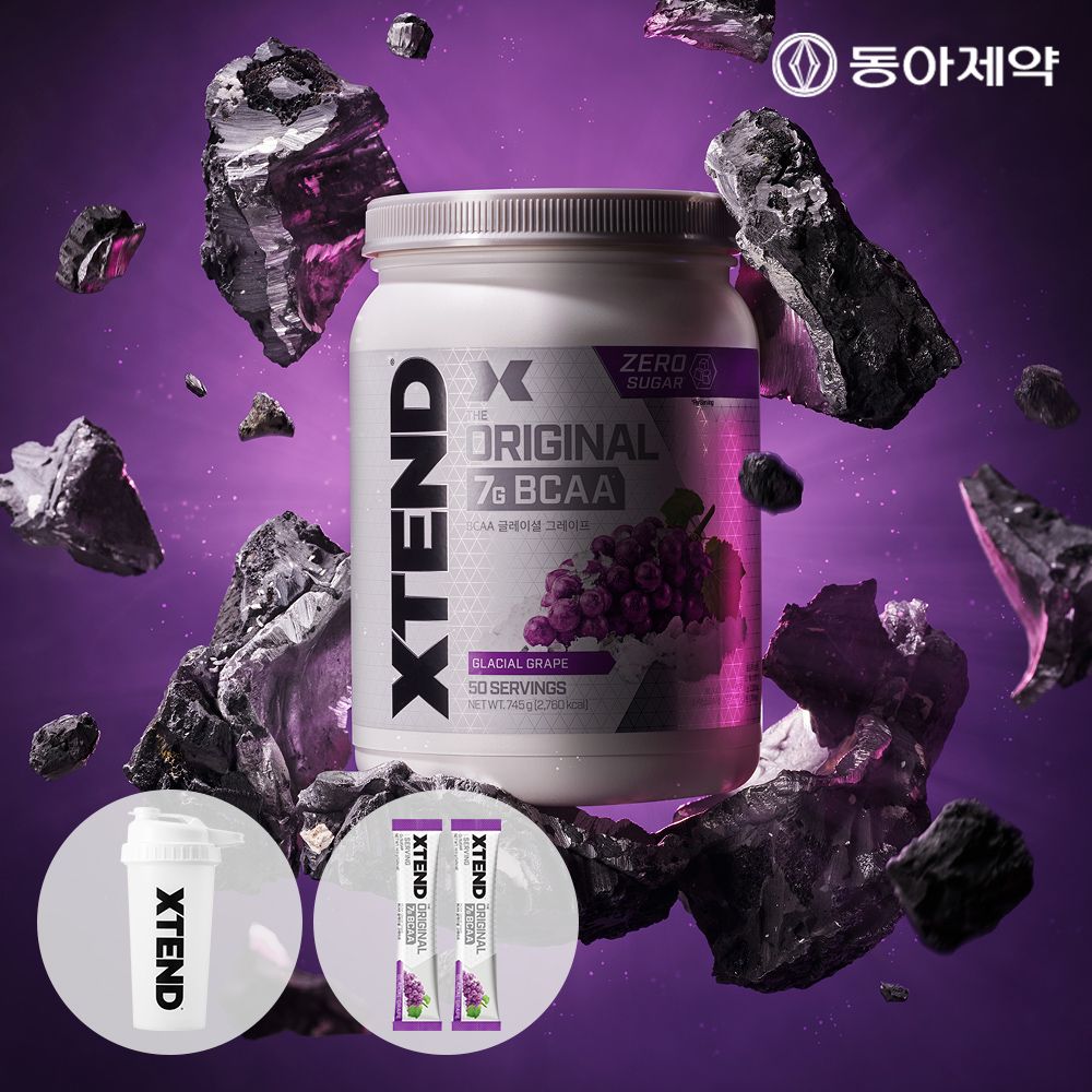 상품 이미지: 엑스텐드 제로슈가 포도맛 고함량 BCAA 7,000mg 50서빙 1통 + 2포 + 쉐이커 추가증정 XTEND 아미노산