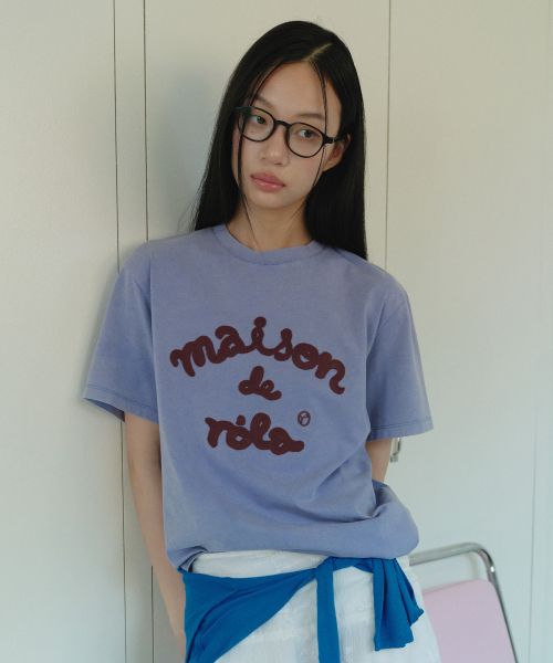 상품 이미지: MAISON DE ROLA EMBROIDERY PIGMENT LOOSE FIT T-SHIRT BLUE