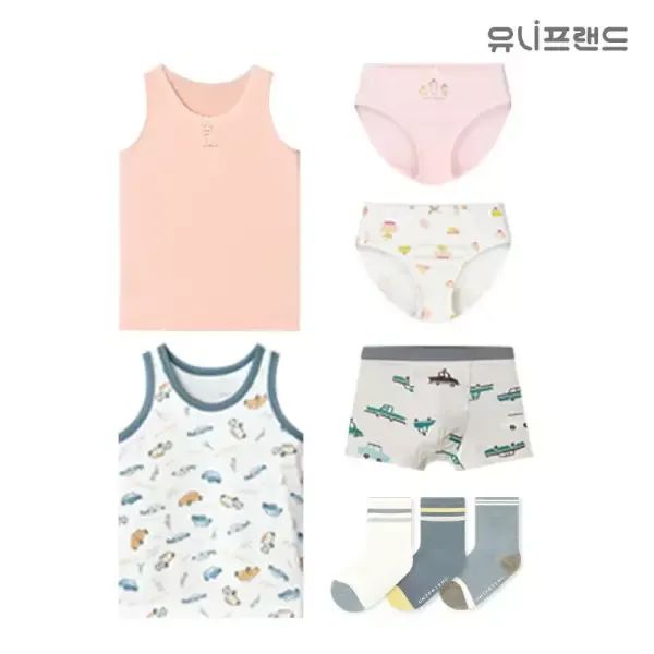 상품 이미지: 유니프랜드 베스트 언더웨어/속옷/팬티/드로즈/삼각팬티/런닝/무형광/순면/유아/아동/키즈/양말세트