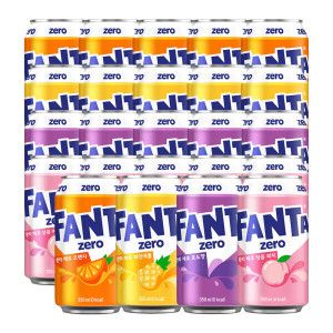 상품 이미지: 환타 제로 오렌지+파인+포도+피치 350ml 4종 6입 (총 24캔)