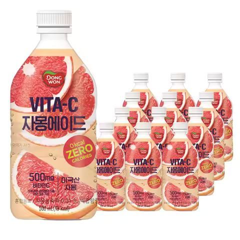 상품 이미지: 동원 음료 비타C 500mlx24개입 제로 자몽에이드 비타민음료 무설탕탄산 다이어트탄산