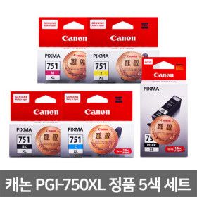 상품 이미지: PGI-750XL 정품 잉크 5색 세트 IX6870 IX6770 MG7570 MG7270 MG7570 MG7170 MG6370 IP8770