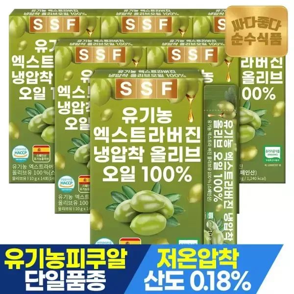 상품 이미지: 순수식품 유기농 엑스트라버진 올리브오일 6박스 100% 냉압착 피쿠알 단일품종
