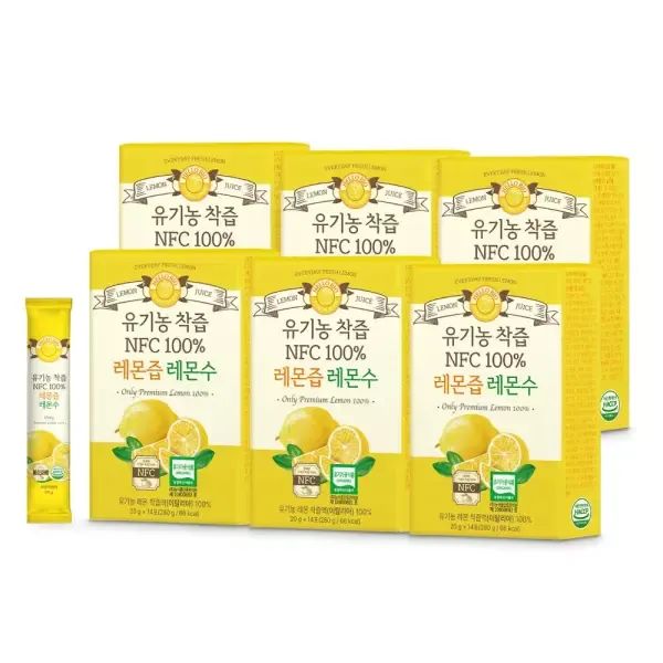 상품 이미지: [이탈리아산] 유기농 착즙 원액 NFC 100% 레몬즙 레몬수 스틱 5+1박스 (총 84포) 레몬수 액상