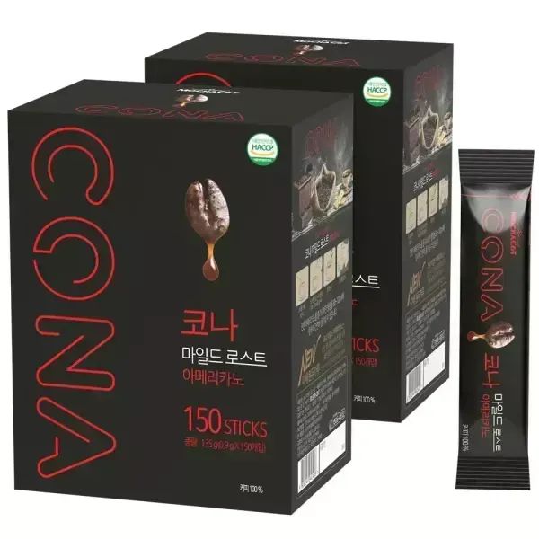 상품 이미지: [공식판매점] 코나 마일드로스트 150T+150T 블랙커피 아메리카노 미니 스틱 봉지
