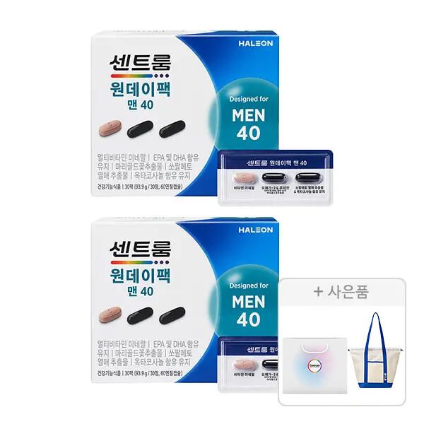 상품 이미지: 센트룸 원데이팩 맨40, 2개 + 증정(쇼핑백, 1개+스윔백, 1개)