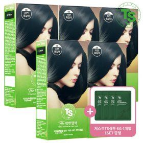 상품 이미지: (신세계라이브쇼핑)TS 더착한염색 120g 5개 (자연흑색/자연흑갈색/연한갈색 중 택1) (+저스트TS샴푸 6g...