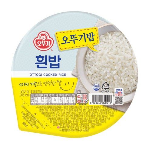 상품 이미지: 오뚜기 흰밥, 210g, 12개