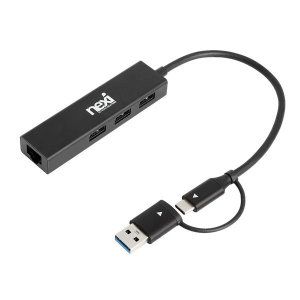 상품 이미지: USB3.1 C타입 USB3.0 허브 기가 노트북 랜포트 NX1274 랜카드+USB허브 nexi
