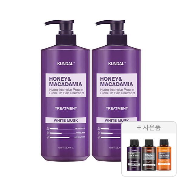 상품 이미지: 쿤달 트리트먼트 화이트머스크 1058ml, 2개+증정(일랑일랑 트리트먼트 100ml+일랑일랑 샴푸 100ml+일랑일랑 바디워시 100ml 각 1개)