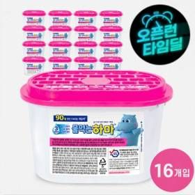 상품 이미지: 물먹는하마 공식 | 대용량 제습제 300g x 16개 (8개 2박스) 옷장 신발장 장마철 습기제거 냄새 곰팡이