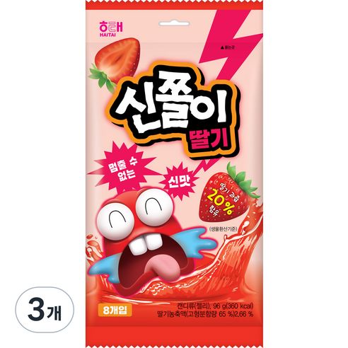 상품 이미지: 해태제과 신쫄이 젤리 딸기 8개입, 96g, 3개