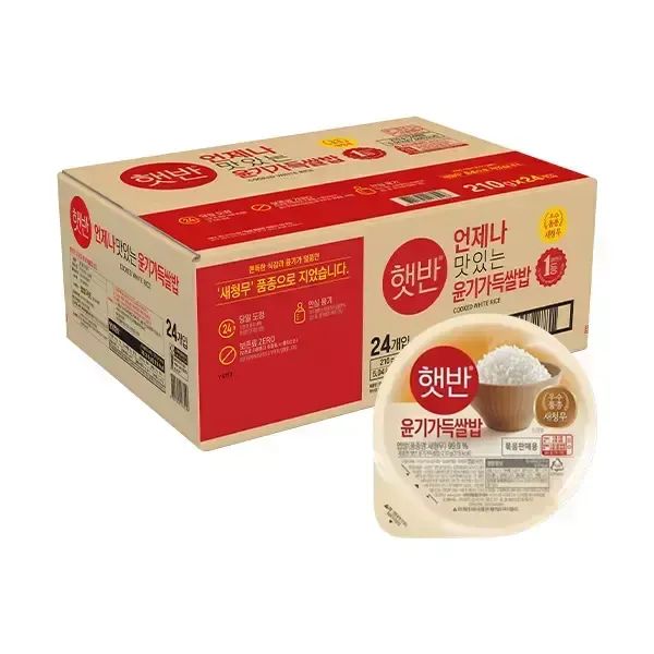 상품 이미지: CJ 햇반 윤기가득쌀밥 210g, 24입, 1개