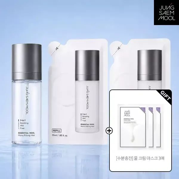 상품 이미지: 에센셜 물 마이크로 피팅 미스트 55ml 리필팩 듀오 기획세트(+ 물크림마스크 3매 )