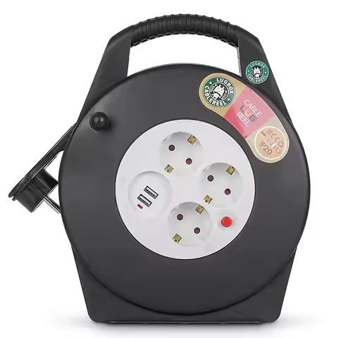 상품 이미지: 러그박스 3구 usb2 10M 고용량 3000W코드릴 전기릴선 납작 플러그 과부하차단 전선 캠핑릴선 캠핑용품 필수