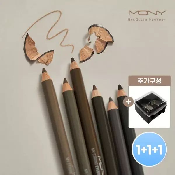 상품 이미지: [3개] MQNY 마이스트롱 아이브로우 펜슬 1.2g 6종 (+샤프너) /퍼스널컬러 눈썹펜슬 남자눈썹