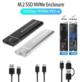 상품 이미지: m2nvmessd USB 3.1 M.2 SSD 인클로저 모바일 케이스 NVME 프로토콜에서 C 타입 솔리드 메탈 외장 하드 디스