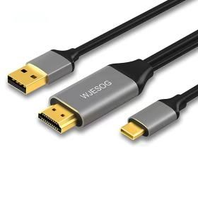 상품 이미지: WJESOG HDMI to USB C 어댑터 케이블 2m(6.6피트) 4K60Hz USB 전원 어댑터 포함 HDMI 수 to 타입 C 수 컨