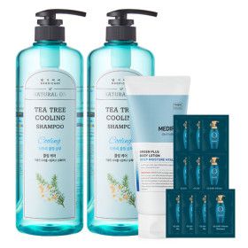 상품 이미지: 댕기머리 허벌 티트리 샴푸 (초특가행사) 1000ml 2개+바디로션 200ml+샴푸10매 / 쿨링 진정 기름진 두피모발