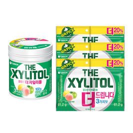 상품 이미지: 오리온 더자일리톨 용기 102g, 1개 + 더자일리톨 리필 (1+1) 122g, 3개
