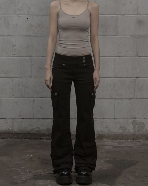 상품 이미지: Cargo Shirring Bootcut Pants (black)
