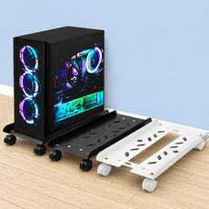상품 이미지: [쓱-이동] 왓템 폭조절 스틸 컴퓨터 본체 받침대 PC, 블랙, 1개
