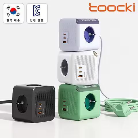 상품 이미지: Toocki 툭키 C28 GaN 4000W 멀티탭 USB A 듀얼 C타입 PD 포트 33W 휴대폰 어댑터 초고속 접지형 멀티 어댑터