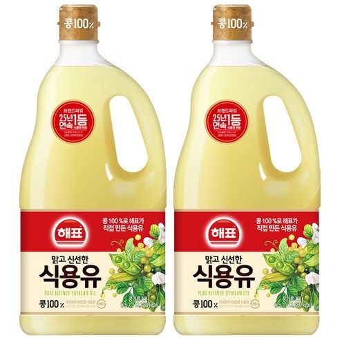 상품 이미지: 해표 콩기름 식용유, 1.5L, 2개