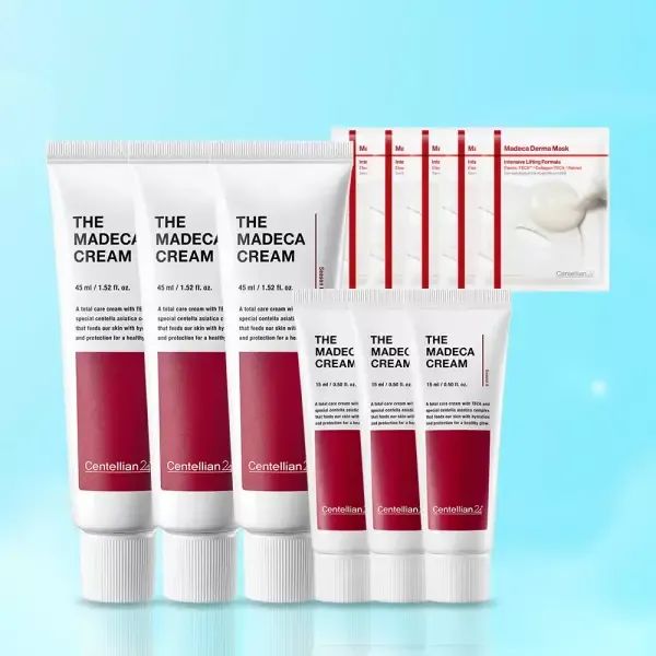상품 이미지: [본사직영] 더 마데카크림 45ml 3개 + 15ml 3개 + 인텐시브 리프팅 마스크 5매