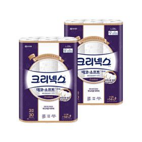 상품 이미지: 크리넥스 3겹 데코앤소프트 화이트 25MX30롤 2팩 (30롤+30롤)