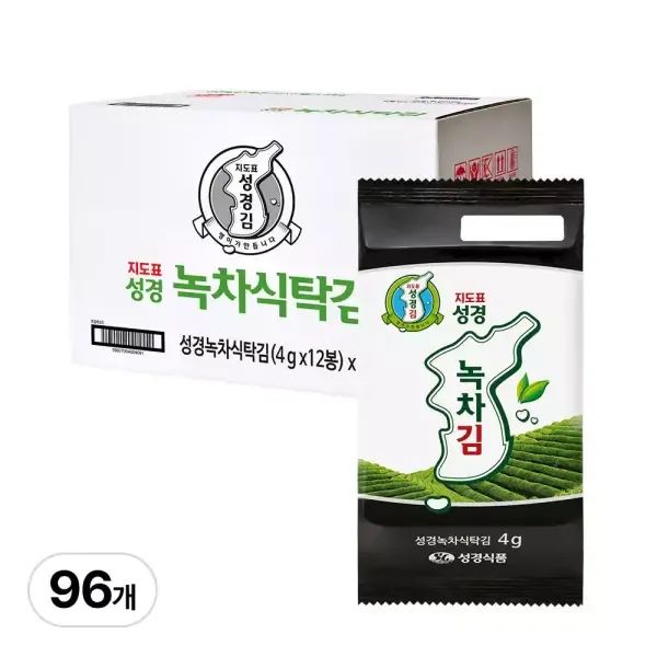 상품 이미지: [본사운영] 지도표 성경김 녹차 식탁김 4g 12봉 x 8개 (총 96봉) 1박스