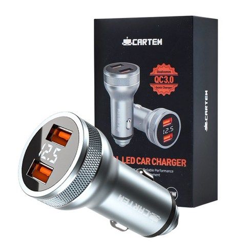 상품 이미지: 카템 풀메탈 LED QC3.0 듀얼 차량용 고속 충전기 36W