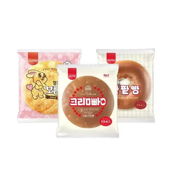상품 이미지: 삼립 삼총사빵 3종 9봉 (크림빵/단팥빵/보름달)