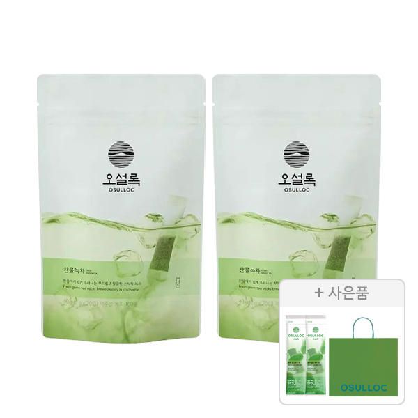 상품 이미지: 오설록 찬물녹차 20입, 2개+증정(오설록 말차 콜드브루 티 1입, 2개+러닝 쇼핑백(소), 1개)