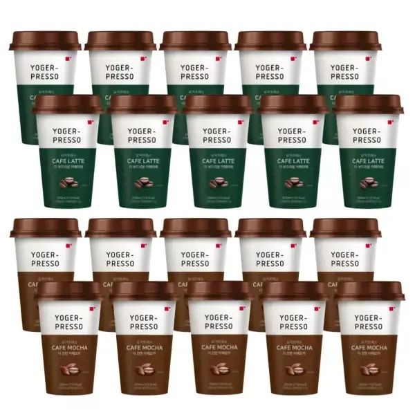 상품 이미지: [총20컵]요거프레소 컵커피 200ml 카페라떼 10컵+카페모카 10컵