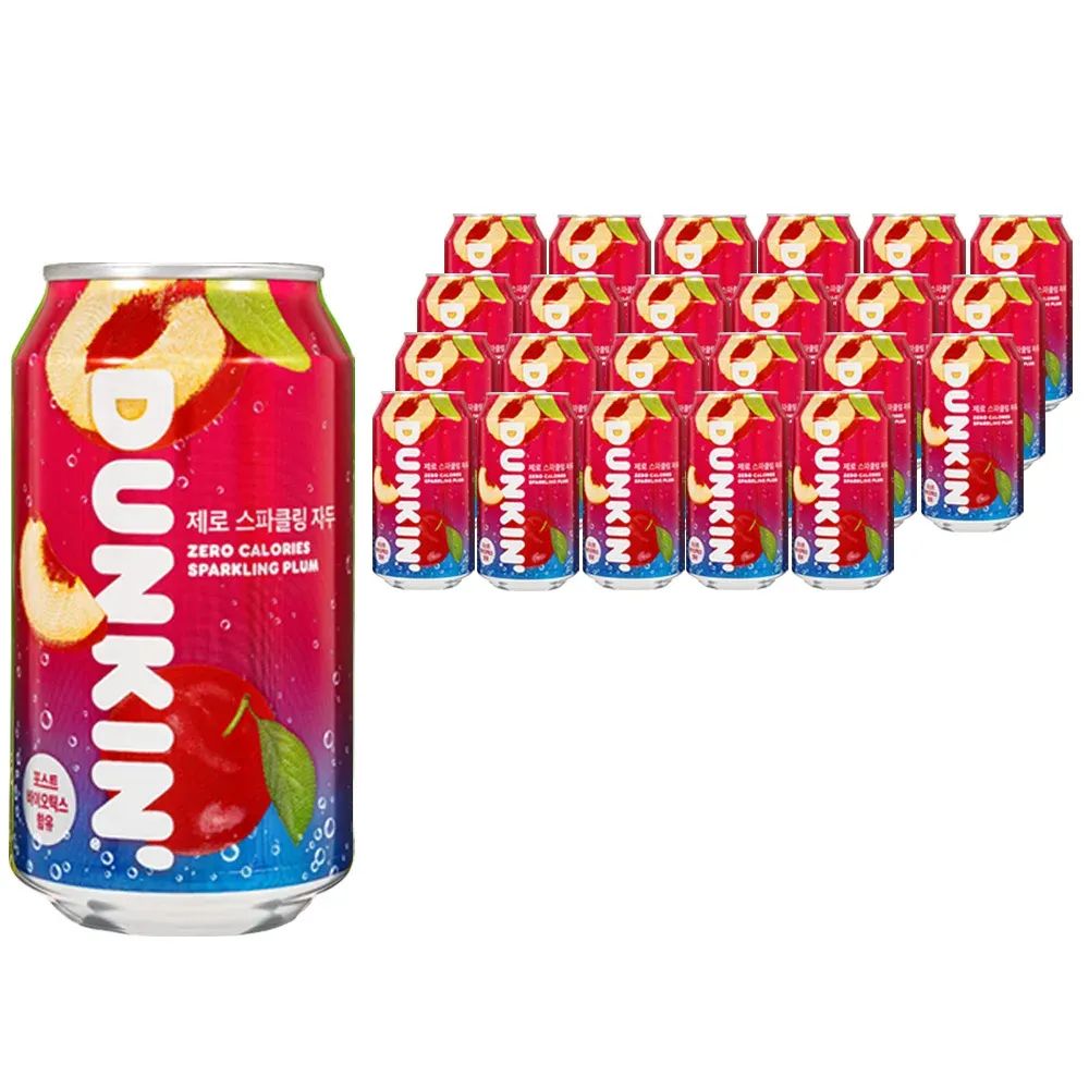 상품 이미지: 던킨 제로 스파클링 탄산음료 350ml (자두 24개) / 캔 음료수 과자/음료/디저트