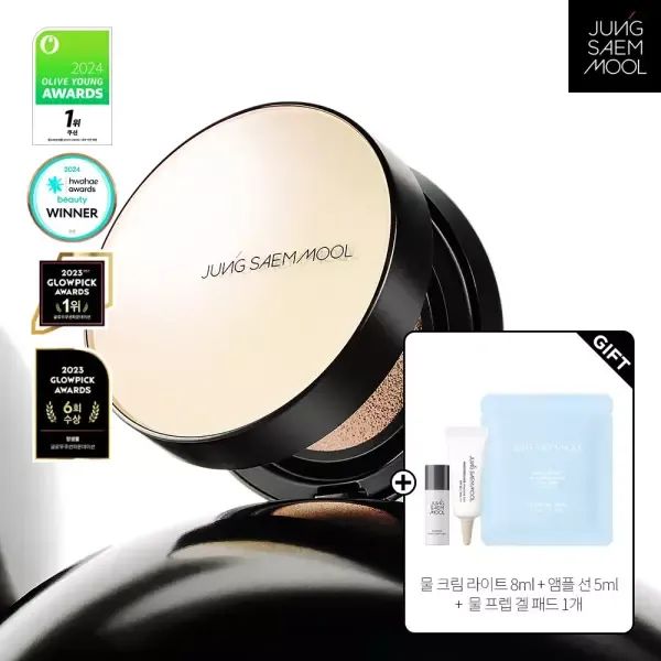 상품 이미지: 정샘물 에센셜 스킨 누더 쿠션(본품+리필)(+ 물크림라이트8ml + 앰플선 5ml + 물 프렙 겔 패드 1개)