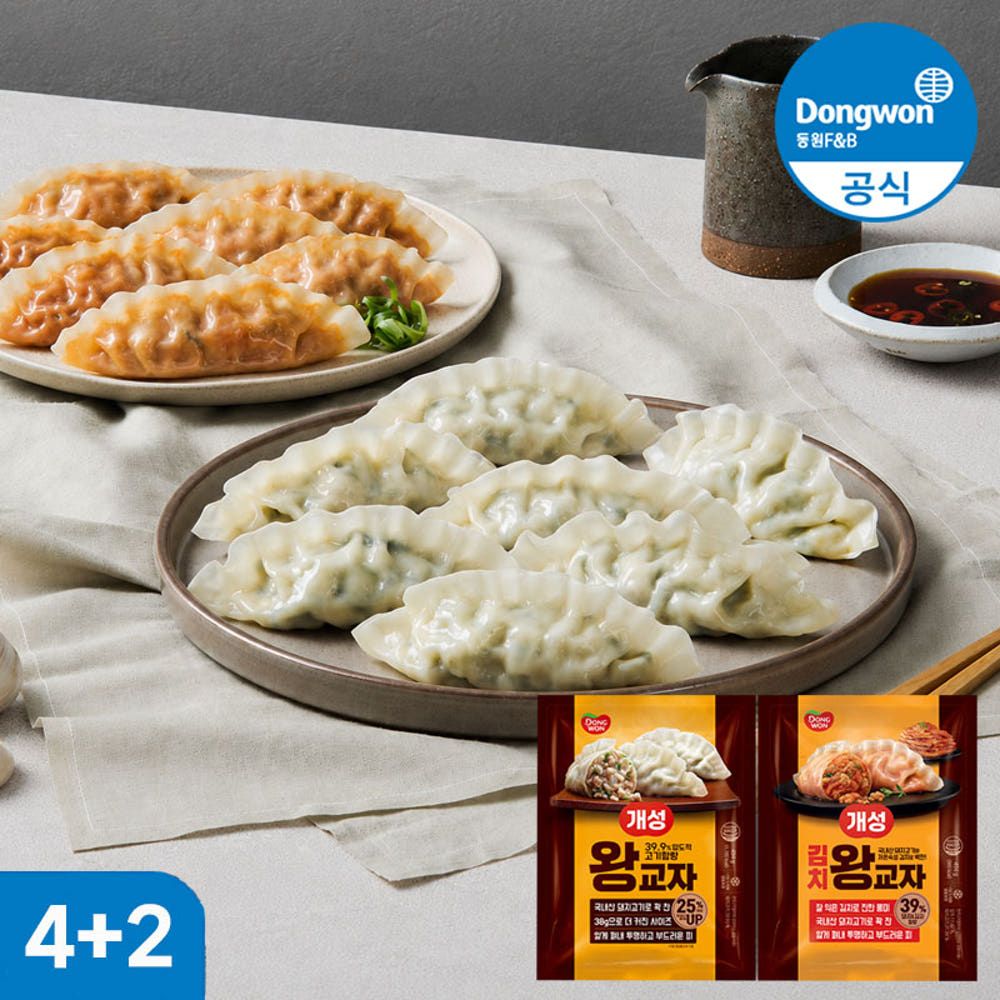 상품 이미지: 동원 개성 왕교자 만두 김치 고기 494g 4봉+2봉