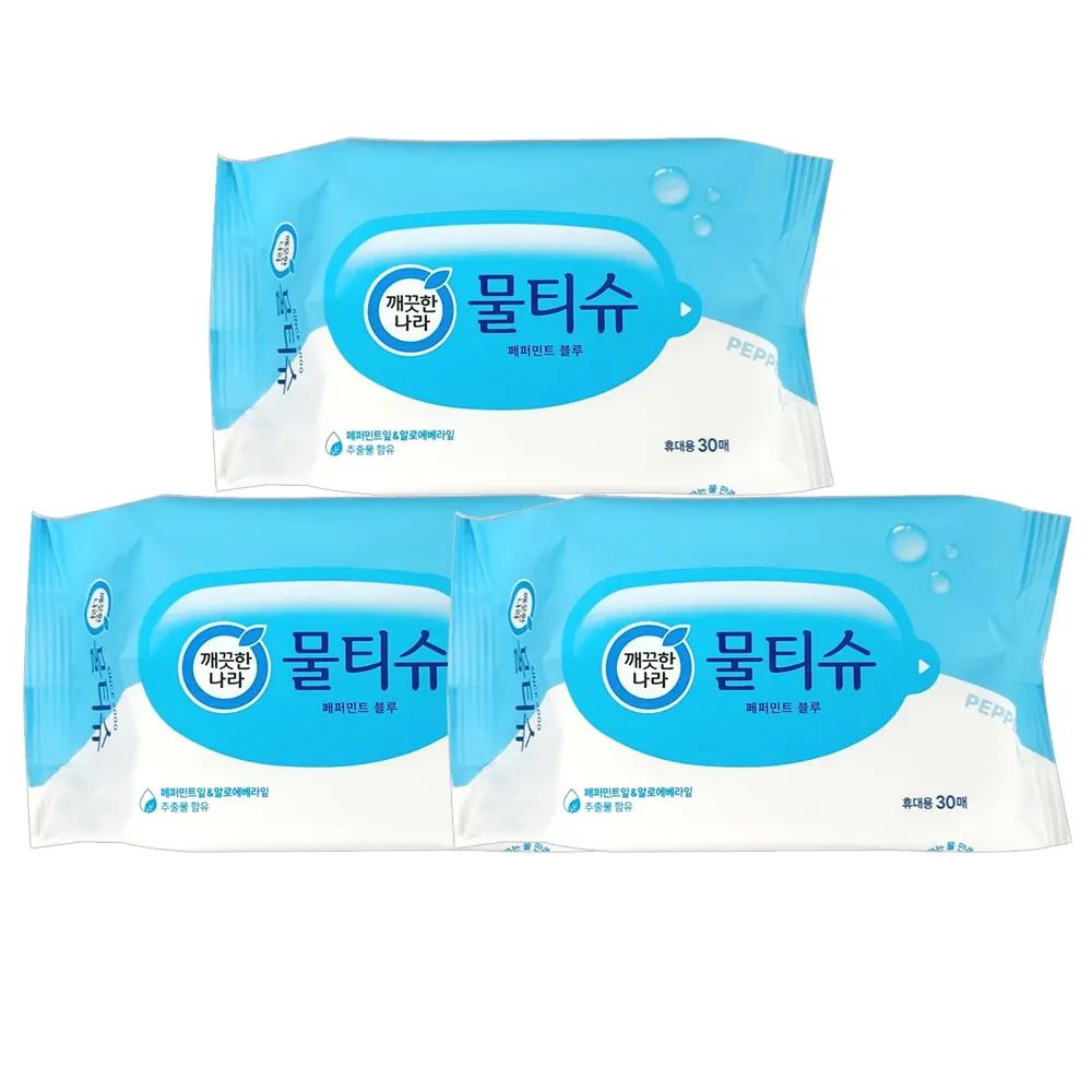 상품 이미지: 깨끗한나라 페퍼민트 휴대용 물티슈 30매 X 3팩