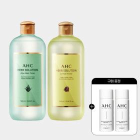 상품 이미지: (개당 9730원) 허브솔루션 대용량토너 500ml 2개(교차 선택 가능) +(증정)에센스 20ml 2개